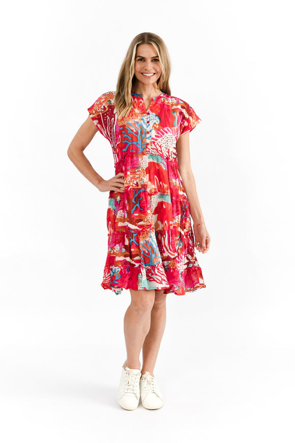 Leela V Neck Dress - Coral Reef