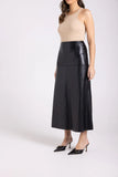 Leo Leather Skirt - Black & Camel