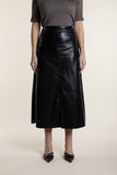Leo Leather Skirt - Black & Camel