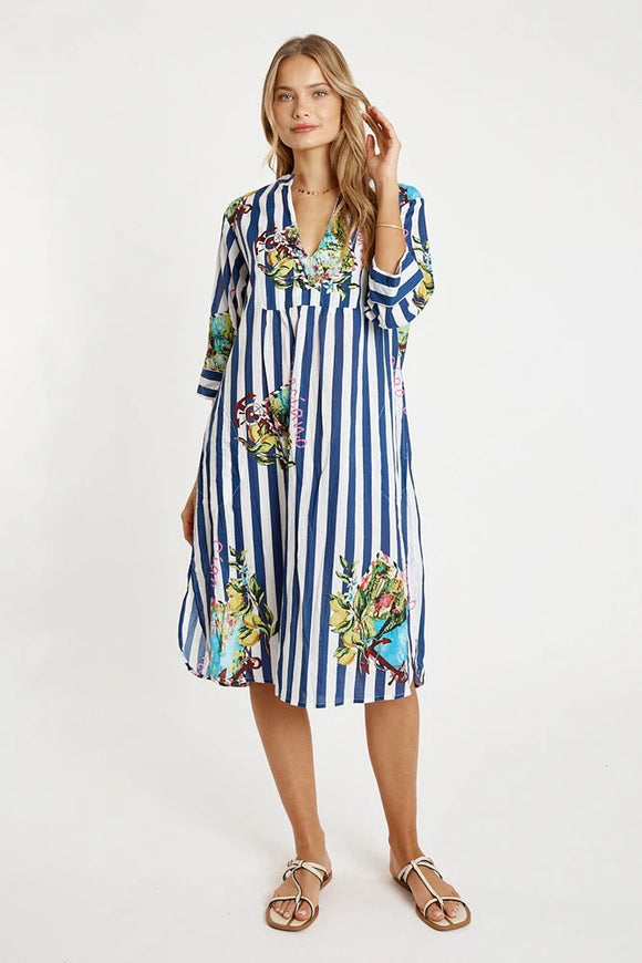 Lucciano Kaftan - Navy Stripe