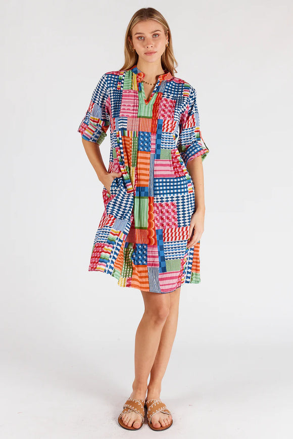 Elena Tucked Dress - Multi