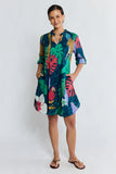 Jungle Fever Tuck Dress - Navy