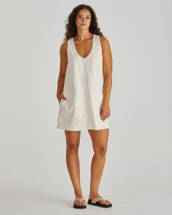 Marcy Denim Shift Dress - Cream & Light Denim