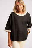 Maris Relaxed Splice Top - Tusk & Black