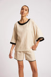 Maris Relaxed Splice Top - Tusk & Black