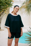 Maris Relaxed Splice Top - Tusk & Black