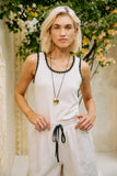 Maris Stitched Tank - Tusk & Black