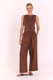 Marley Cropped Pant - Choc/Cream Stripe
