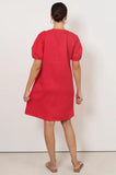Maura Tie detail Dress - Chocolate & Red
