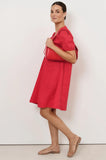 Maura Tie detail Dress - Chocolate & Red