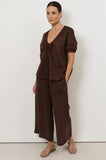 Maura Tie Detail Top - Chocolate