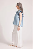 Melenia Denim Frill Top - Denim & Indigo