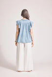 Melenia Denim Frill Top - Denim & Indigo