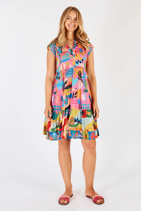 Solana Tiered Dress - Melon & Ocean