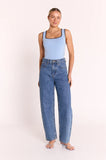 Millie Contrast Tank - Blue Chocolate