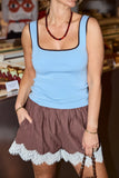 Millie Contrast Tank - Blue Chocolate