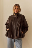 Milo Leather Look Bomber - Chocolate