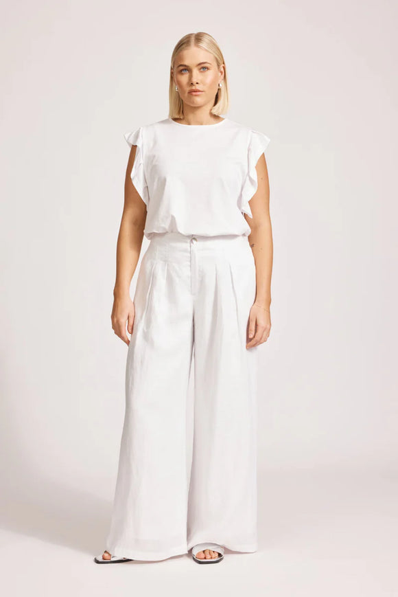 Miramar Palazzo Pant - White & Caramel