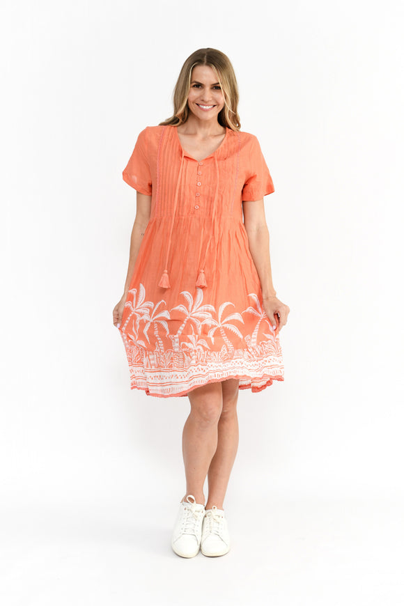 Colette Tassel Dress - Mono Coral