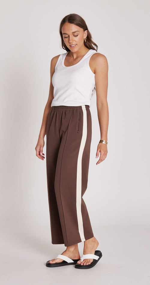 Noah Cropped Pant - Chocolate Cream Stripe