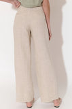 Nisha Cropped Linen Pant - Natural & White