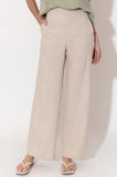 Nisha Cropped Linen Pant - Natural & White