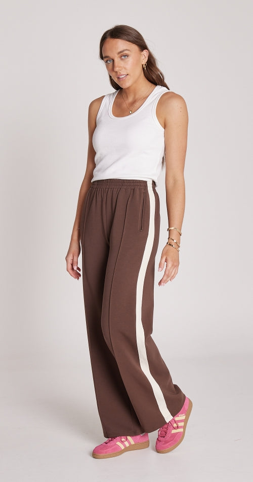 Noah Wide Pant - Chocolate Cream Stripe