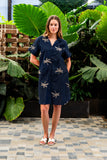 Palm Shirt Dress - Navy