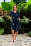 Palm Shirt Dress - Navy