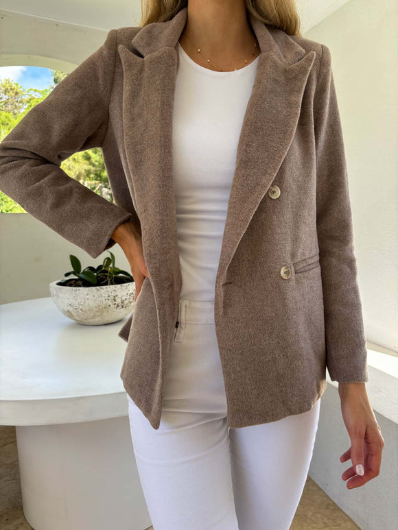 Textured Paris Blazer - Cocoa