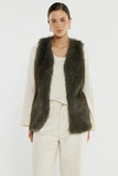 Riya Fur Gilet - Evergreen