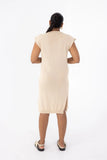 Cotton Knitted Midi Dress - Cream & Slate