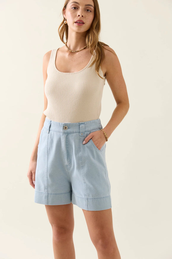 Sofie Denim Short - Sky & Drift