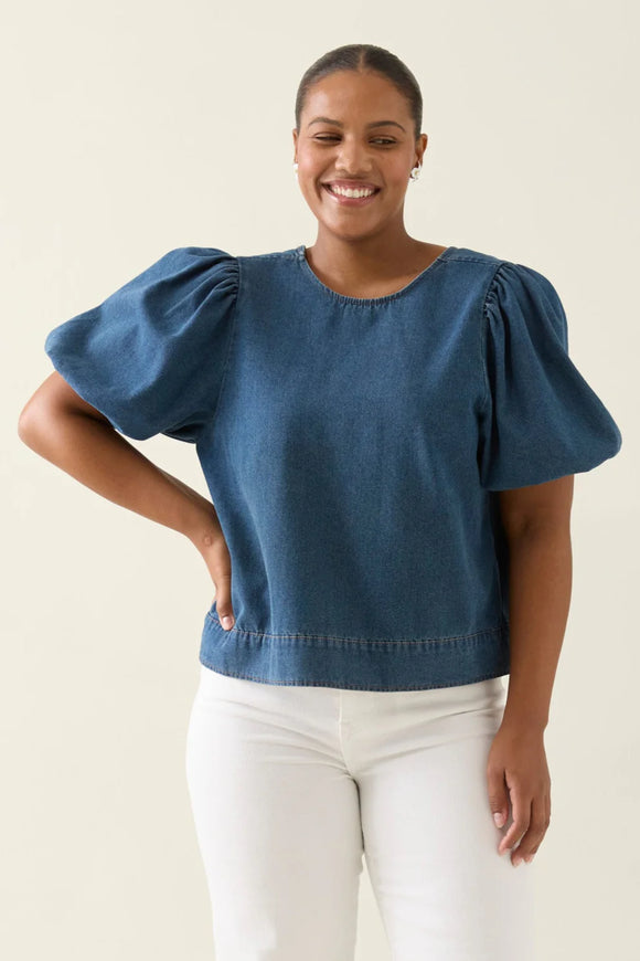 Sofie Denim Top - Sky & Drift