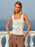 Ingrid Applique Tank - White & Black