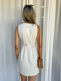 Vienna Button Dress - Natural & White