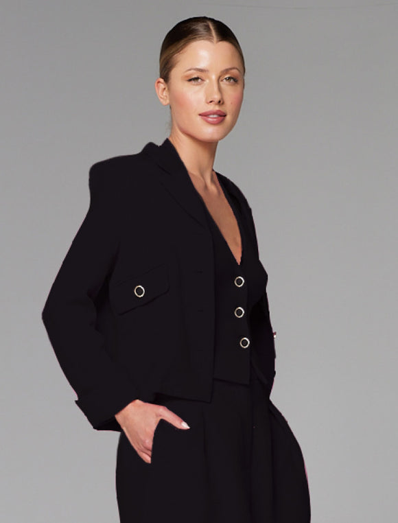 Walk This Way Boucle Blazer in Black