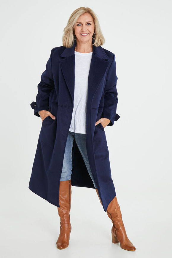 Wuthering Belted Wrap Trench in Navy
