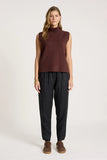 Zala Knit Vest - Black & Mahogany